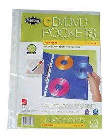 Marbig CD DVD Pockets 3 Pockets Per Sheet Pack